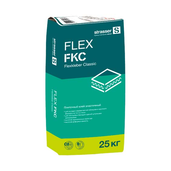 Эластичный плиточный клей strasser FLEX FKС (С2 TE S1), 25 кг